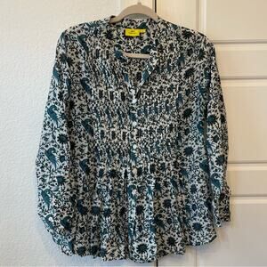 Roller Rabbit Silk Blend Pintuck Tunic V-Neck
